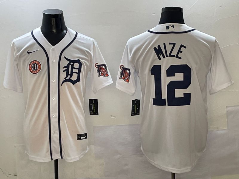 Men Detroit Tigers #12 Mize White Game 2025 Nike MLB Jersey style 7->detroit tigers->MLB Jersey